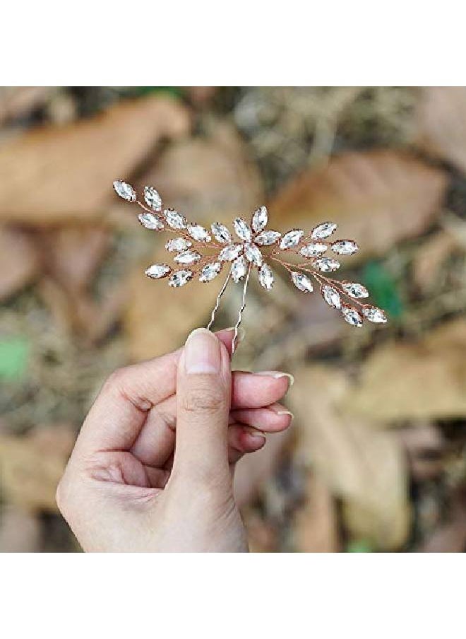 Unicra Bride Wedding Crystal Hair Pins Bridal Hair Pieces Wedding Hair Accessories For Women And Girls (Rose Gold)  - Image 5