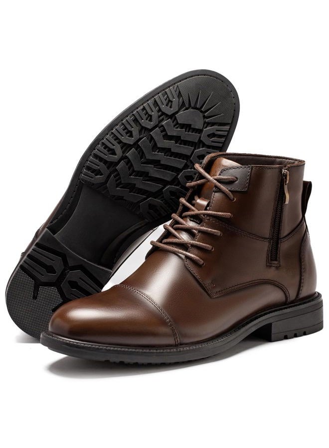 Holy dove Men's Lightweight Dress Boots Zip Ankle Chukka Casual Boot, Coffee, 12 - Image 4