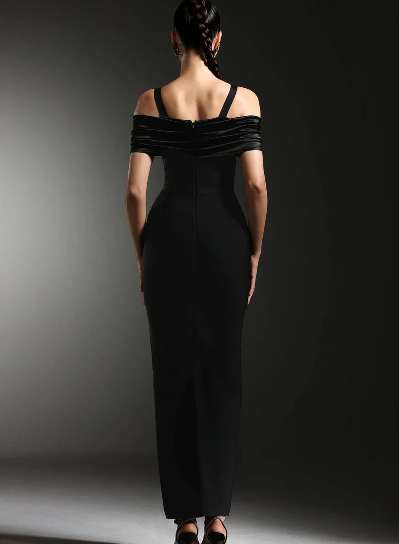 Bella Barnett  Yamia Sleeveless Off The Shoulder Diamond Bandage Maxi Dress for Women | Best Price UAE