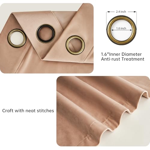 Topfinel Blush Beige Velvet Curtains Blackout Curtains 84 Inches LongRoom Darkening Thermal Insulated Soundproof Modern Nursery Grommet Crushed Velvet Drapes for Bedroom 2 Panels - Image 3