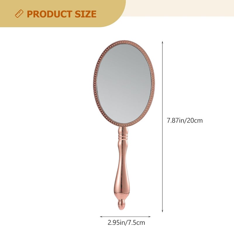 Vintage Portable Handheld Makeup Mirror with Handle, Chic Cosmetic Hand Mirror for Travel and Vanity Use - Image 2