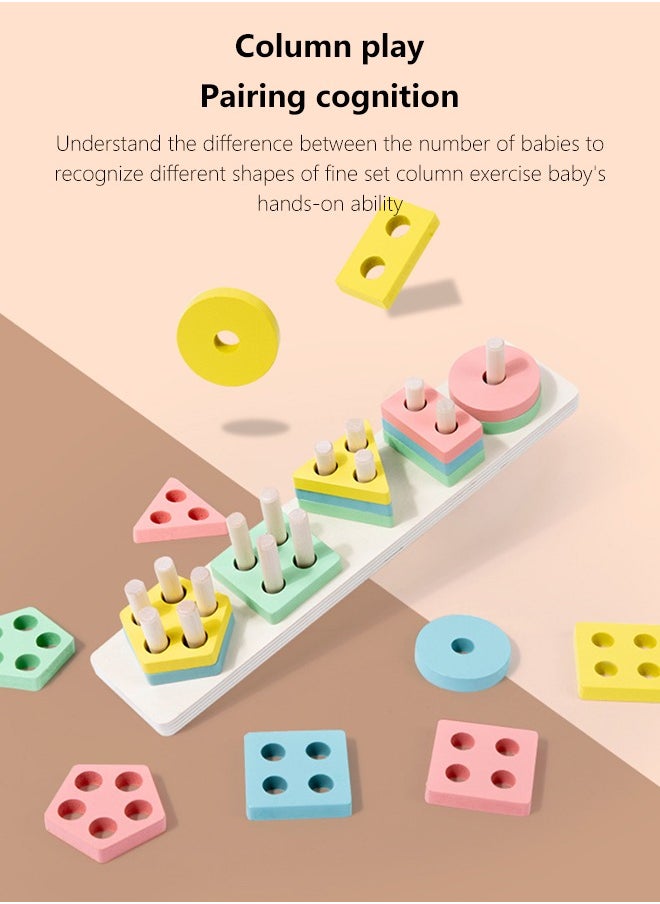 Occuwzz Wooden Stacking Toys for Kids - Geometric Shape Color Recognition Stackers | Early Childhood Development Educational Toys for Toddlers and Preschoolers  - Image 1