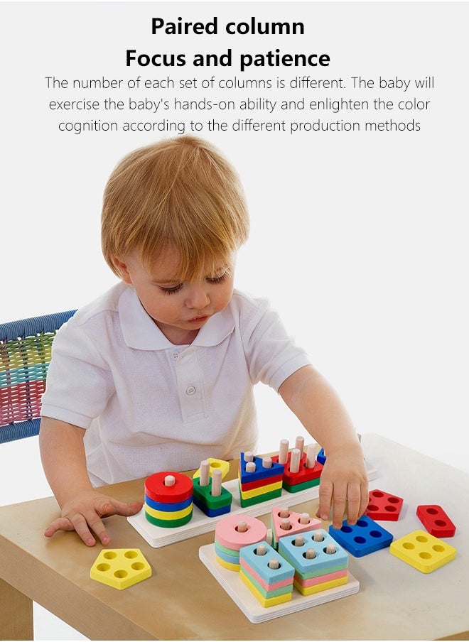 Occuwzz Wooden Stacking Toys for Kids - Geometric Shape Color Recognition Stackers | Early Childhood Development Educational Toys for Toddlers and Preschoolers  - Image 2