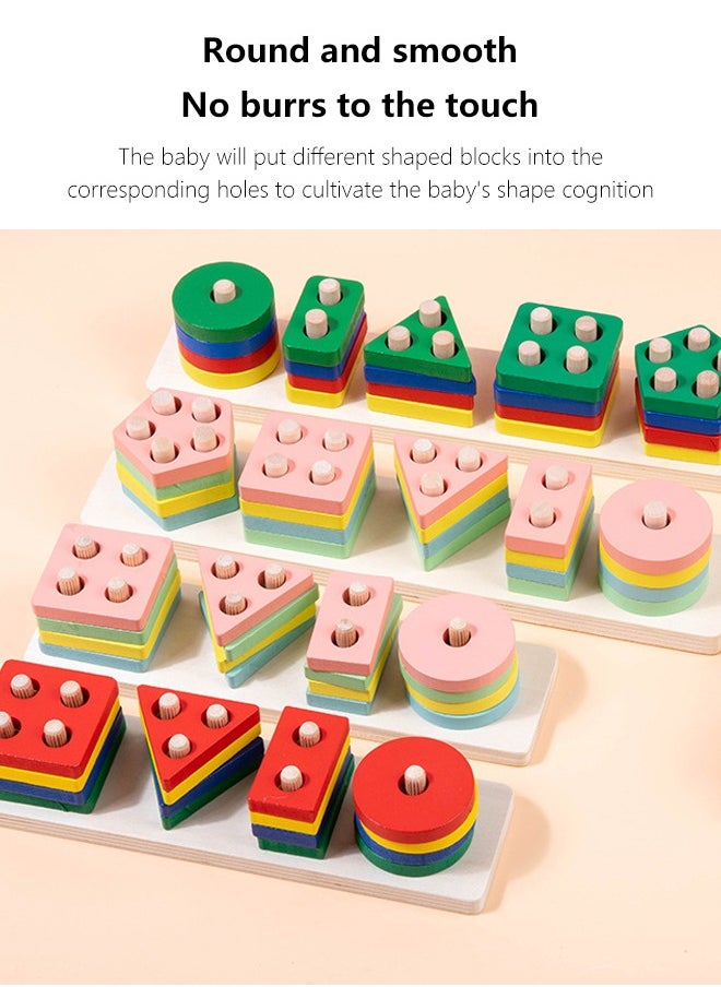Occuwzz Wooden Stacking Toys for Kids - Geometric Shape Color Recognition Stackers | Early Childhood Development Educational Toys for Toddlers and Preschoolers  - Image 5