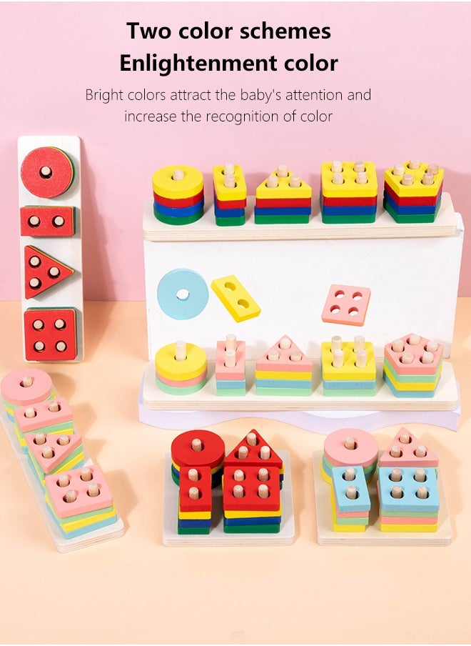 Occuwzz Wooden Stacking Toys for Kids - Geometric Shape Color Recognition Stackers | Early Childhood Development Educational Toys for Toddlers and Preschoolers  - Image 4