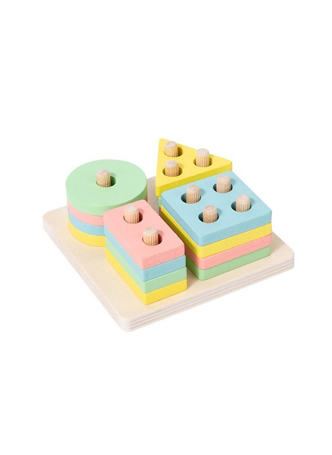 Occuwzz - Wooden Stacking Toys for Kids - Geometric Shape Color Recognition Stackers | Early Childhood Development Educational Toys for Toddlers and Preschoolers - Image 1