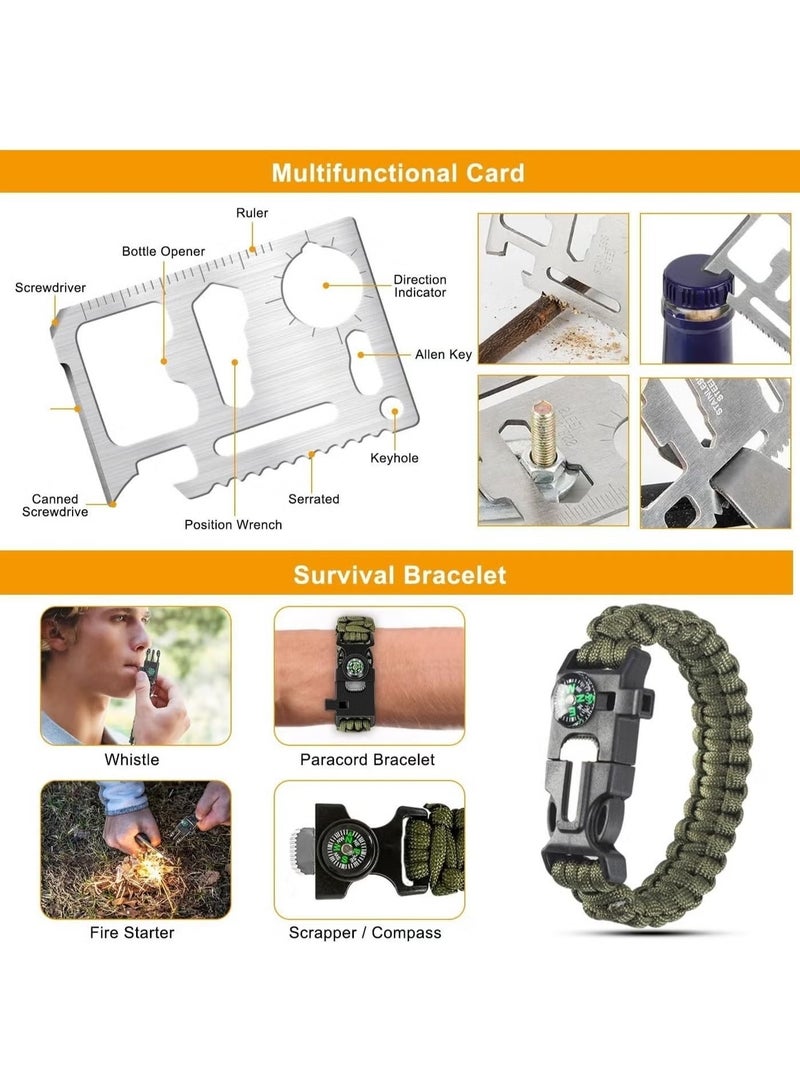 AKSONZ 12-in-1 Emergency Survival Kit & Multi-Tool for Men | Survival Gear for Camping, Hiking, Backpacking, Fishing | Car, Home & Outdoor Essentials for Earthquake & Emergency Preparedness - Image 5