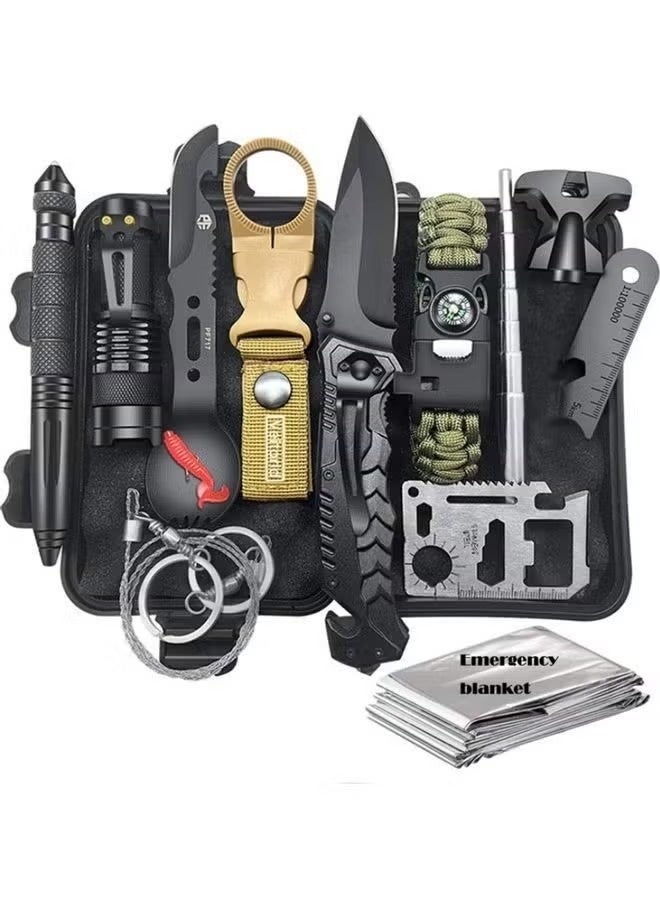 AKSONZ 12-in-1 Emergency Survival Kit & Multi-Tool for Men | Survival Gear for Camping, Hiking, Backpacking, Fishing | Car, Home & Outdoor Essentials for Earthquake & Emergency Preparedness - Image 1