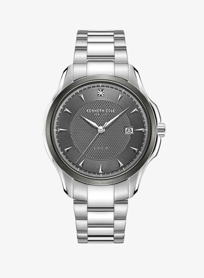 كينيث كول نيو يورك Modern Classic Grey Dial Stainless Steel Bracelet Analog Watch for Men