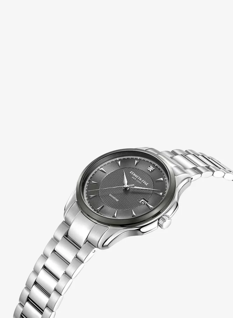 كينيث كول نيو يورك Modern Classic Grey Dial Stainless Steel Bracelet Analog Watch for Men