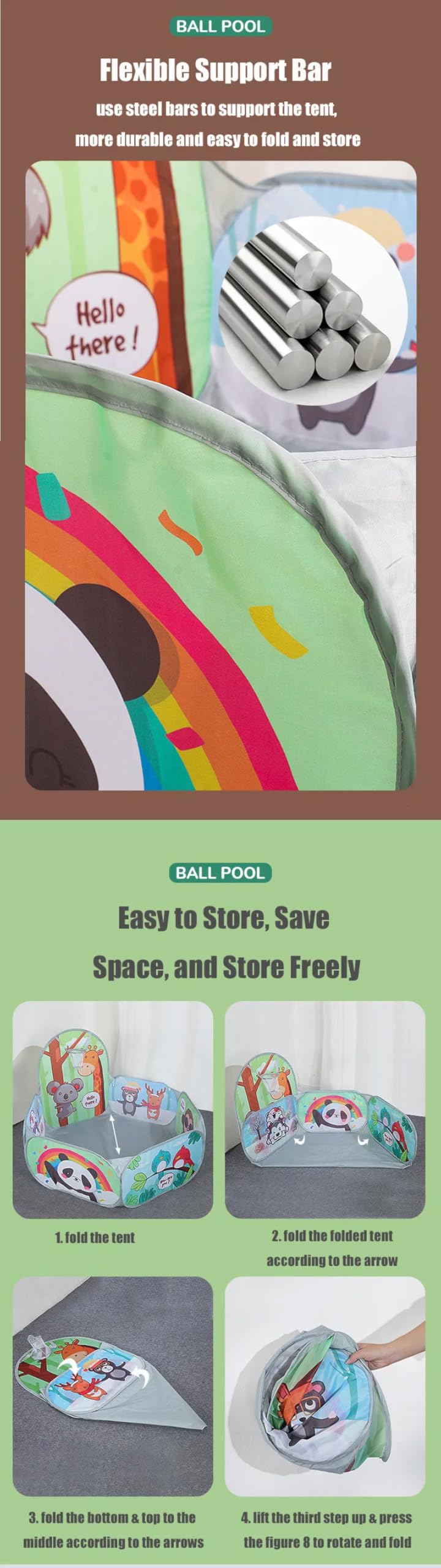 Mummy Please【Without Balls】 X-X-Large Size Mesh Multi-Colored Cartoon Theme Pop-Up Activity Basket Ball-Pool - Image 3