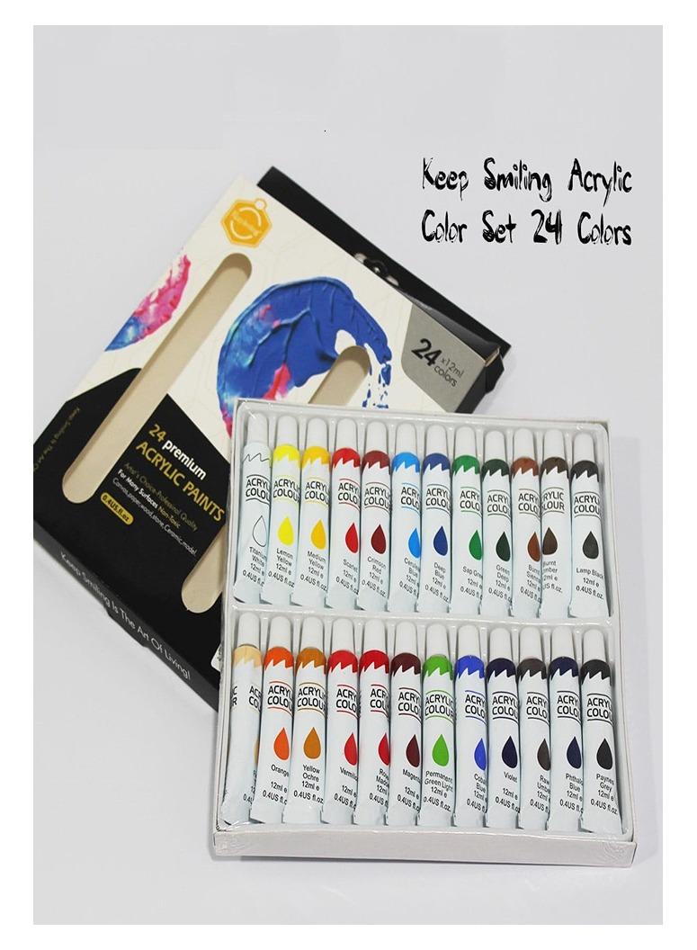 Keep Smiling Premium Acrylic Paint Set Of 24 Tube 12ml - Multi Color - Image 1