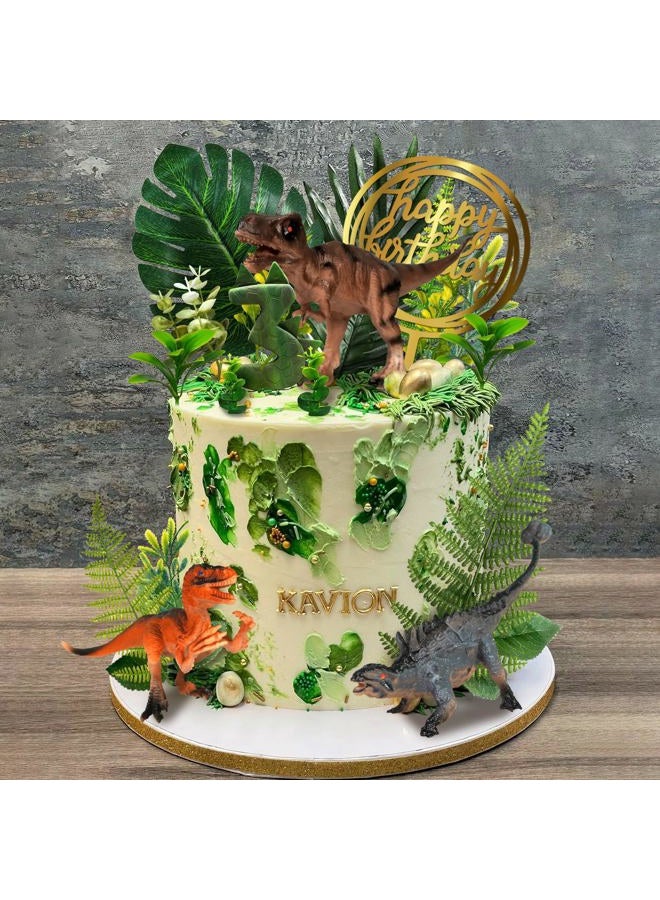 DRWATE Dinosaur Cake Toppers Dinosaur Toy Artificial Plants Grass Cake Decorations for Boy Girl Kid Birthday Baby Shower Dinosaur Theme Jungle Party Supplies (Style 2) - Image 5