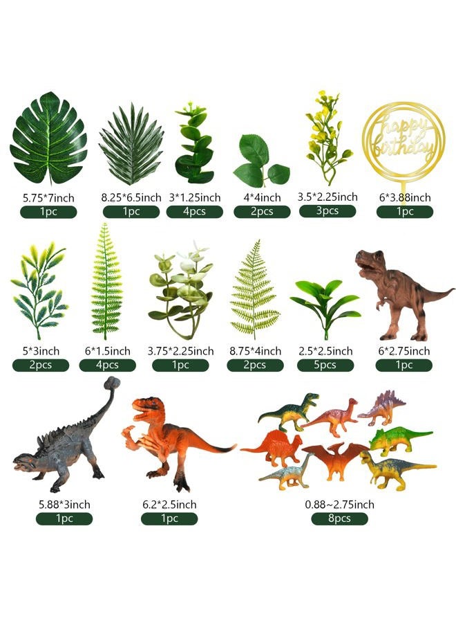 DRWATE Dinosaur Cake Toppers Dinosaur Toy Artificial Plants Grass Cake Decorations for Boy Girl Kid Birthday Baby Shower Dinosaur Theme Jungle Party Supplies (Style 2) - Image 2