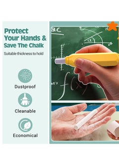 KASTWAVE Magnetic Chalk Holder, Adjustable Colorful Reusable Washable Plastic Chalk Holder Set for School Teacher Office 4 Pieces, Yellow, Green, Blue, Red  - Image 2