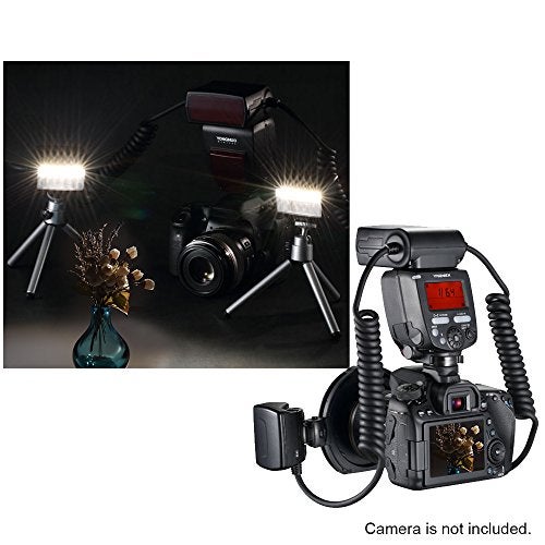 YONGNUO فلاش حلقة ماكرو يونغنو YN24EX TTL / فلاش LED ماكرو سبيدلايت مع 2 رأس فلاش و 4 حلقات محول لكانون (أسود) - Image 3