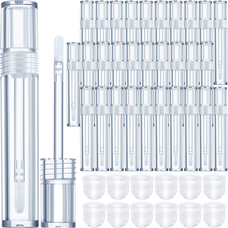 Patelai Patelai 30 Pieces Empty Lip Gloss Tubes 5 ml Transparent Lip Gloss Containers Clear Refillable Lipstick Container Lip Balm Bottles Eyelash Growth Liquid Tube Cosmetic Container with Rubber Stoppers  - Image 1