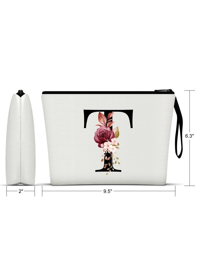 Vavabox A-Z Personalized Makeup Bag,Birthday Gifts for Women Mom,Gifts for Best Friend,Bride Bridesmaid Cosmetic bag (T) - Image 2