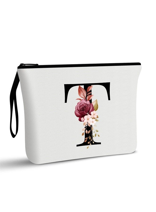 Vavabox A-Z Personalized Makeup Bag,Birthday Gifts for Women Mom,Gifts for Best Friend,Bride Bridesmaid Cosmetic bag (T) - Image 1