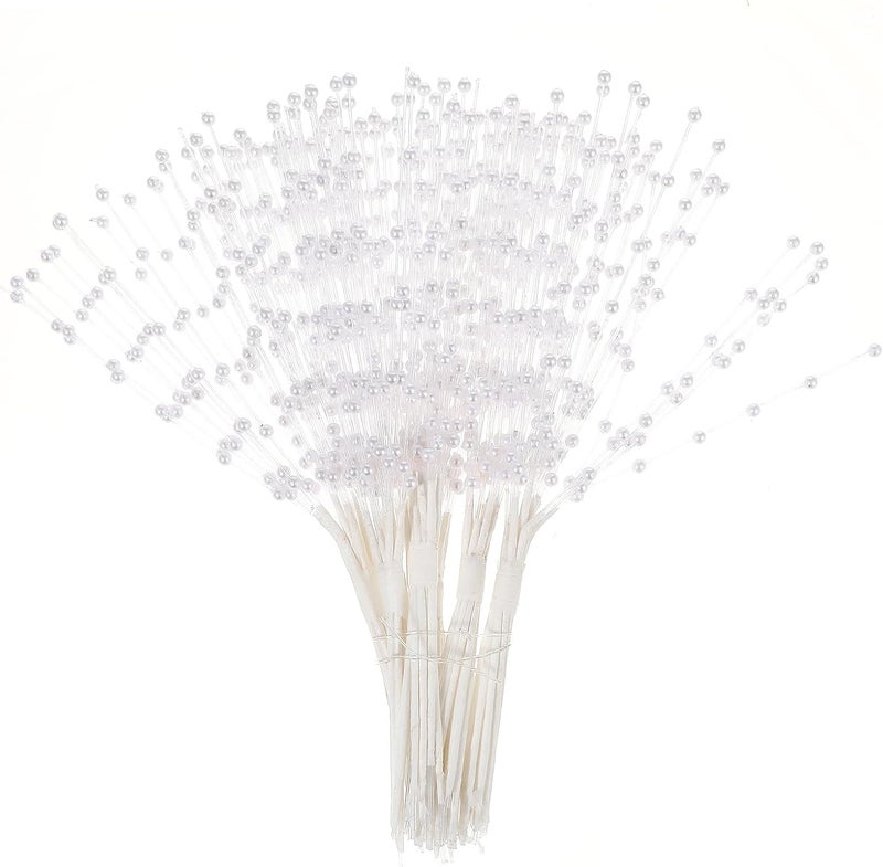Styquenzer Pearl String Bouquet Accessories, 6 Bunches Bridal Bouquet Holders Faux String of Pearls Bouquet Filler DIY Pearl String Beaded Garland for Bridal Beaded Wedding Party Decorations (60 PCS White) - Image 1
