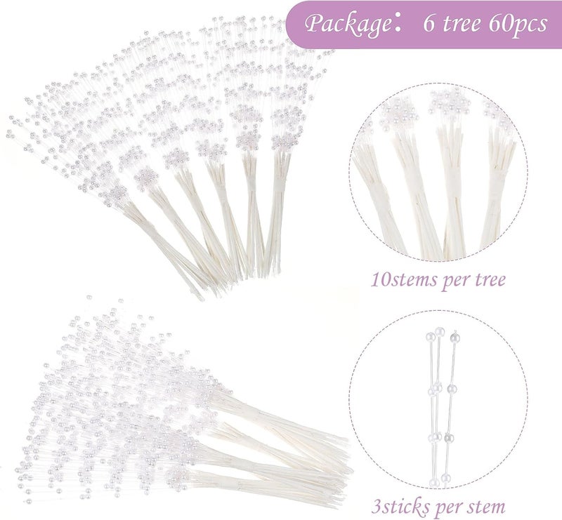Styquenzer Pearl String Bouquet Accessories, 6 Bunches Bridal Bouquet Holders Faux String of Pearls Bouquet Filler DIY Pearl String Beaded Garland for Bridal Beaded Wedding Party Decorations (60 PCS White) - Image 2