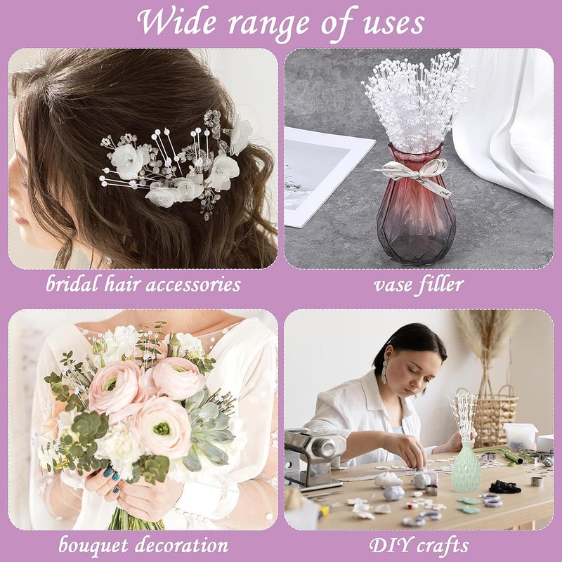 Styquenzer Pearl String Bouquet Accessories, 6 Bunches Bridal Bouquet Holders Faux String of Pearls Bouquet Filler DIY Pearl String Beaded Garland for Bridal Beaded Wedding Party Decorations (60 PCS White) - Image 4