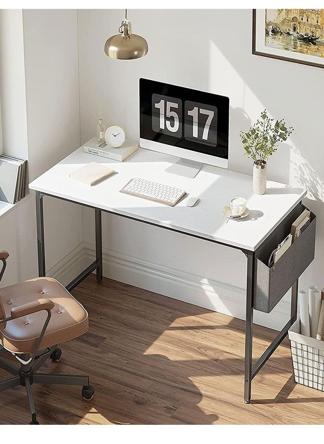 GoldenLike Computer Desk,Home Office Desk Simple Study Table Student Writing Desk Laptop Table with Storage Bag and Hook for Home Office  - Image 2