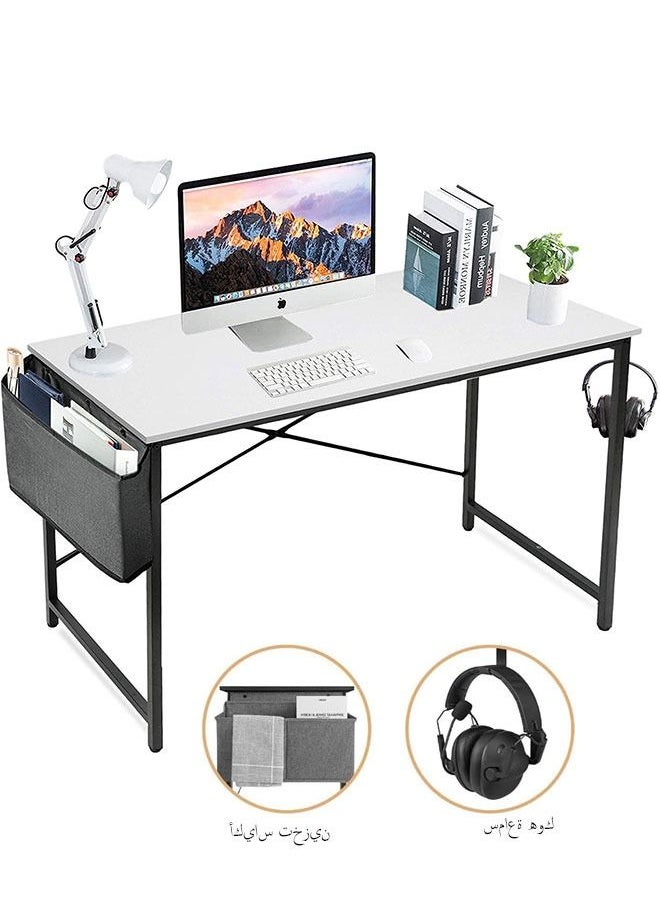 GoldenLike Computer Desk,Home Office Desk Simple Study Table Student Writing Desk Laptop Table with Storage Bag and Hook for Home Office  - Image 1