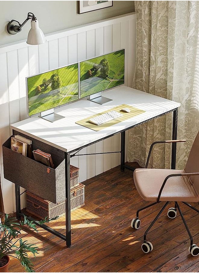 GoldenLike Computer Desk,Home Office Desk Simple Study Table Student Writing Desk Laptop Table with Storage Bag and Hook for Home Office  - Image 4
