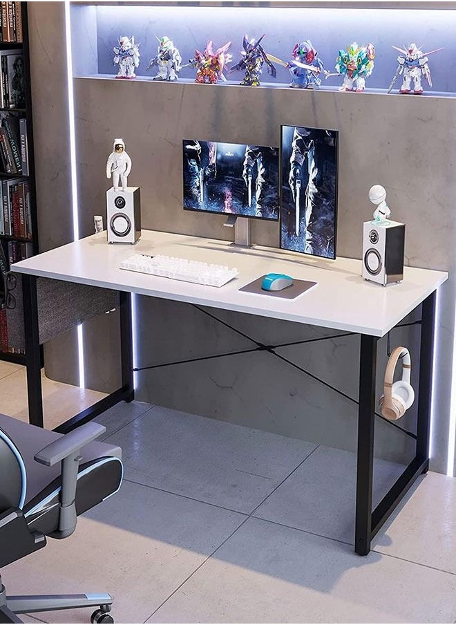 GoldenLike Computer Desk,Home Office Desk Simple Study Table Student Writing Desk Laptop Table with Storage Bag and Hook for Home Office  - Image 3