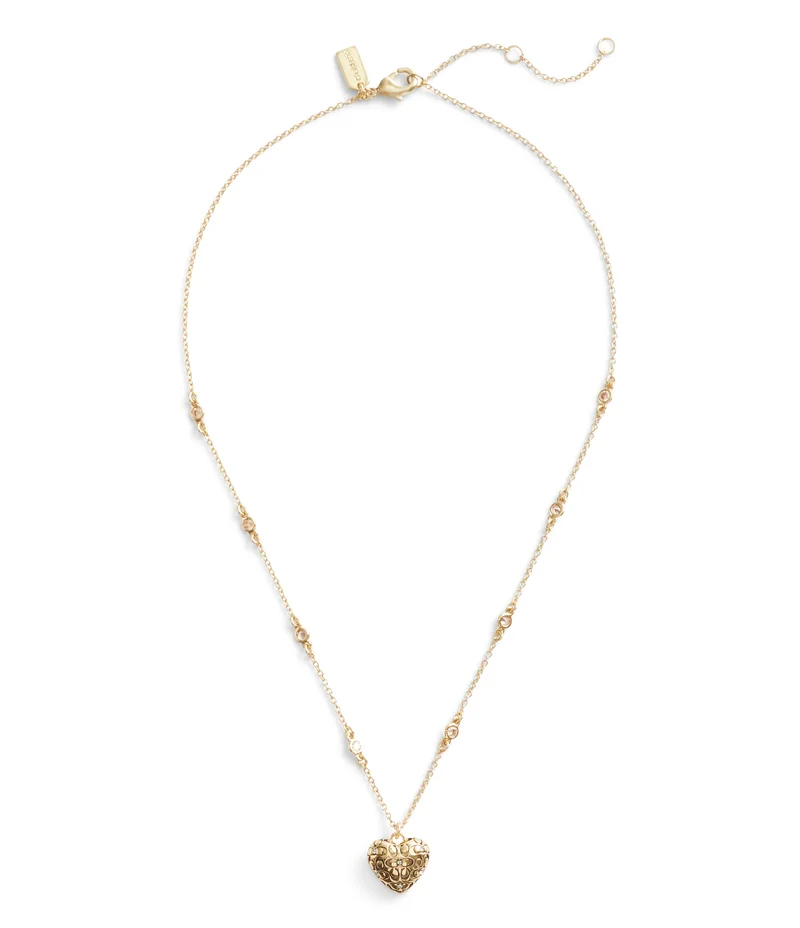 كوتش Signature Quilted Heart Pendant Necklace