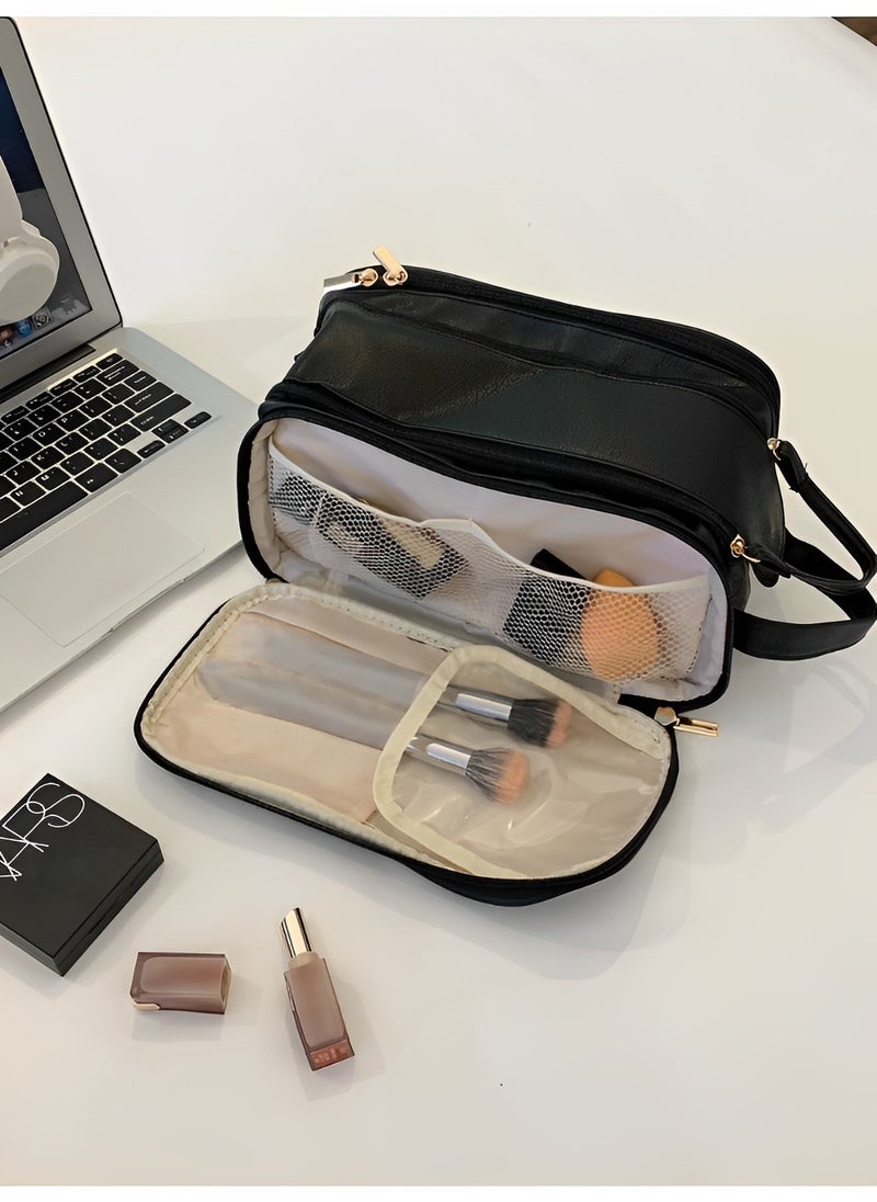 REOCLE - Travel Cosmetic Bag with Large Capacity Portable Makeup Bags Waterproof Makeup Organizer Bag Toiletry Bag with Dividers - Image 1