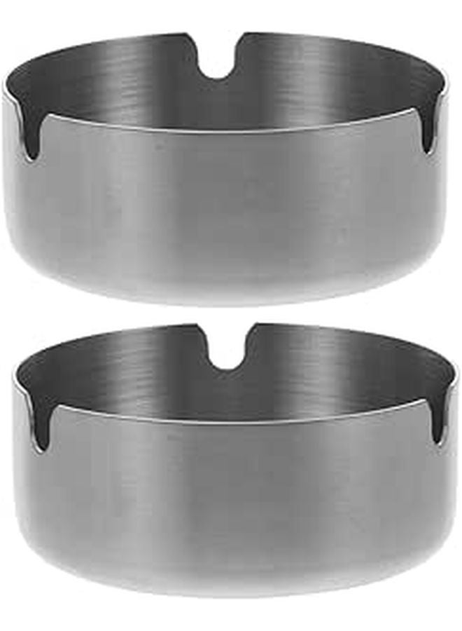 Stainless Steel Windproof Ashtray 8cm Round Portable Indoor Outdoor Use - Image 1