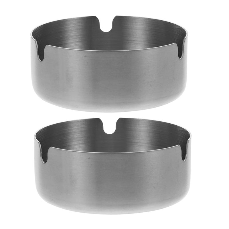 Stainless Steel Windproof Ashtray 8cm Round Portable Indoor Outdoor Use - Image 2