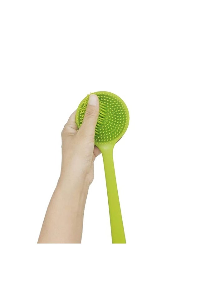 DNC Soft Silicone Back Scrubber Shower Softening Bath Body Brush with Long Handle, BPA-Free, Hypoallergenic, Eco-Friendly (Green) - Image 3