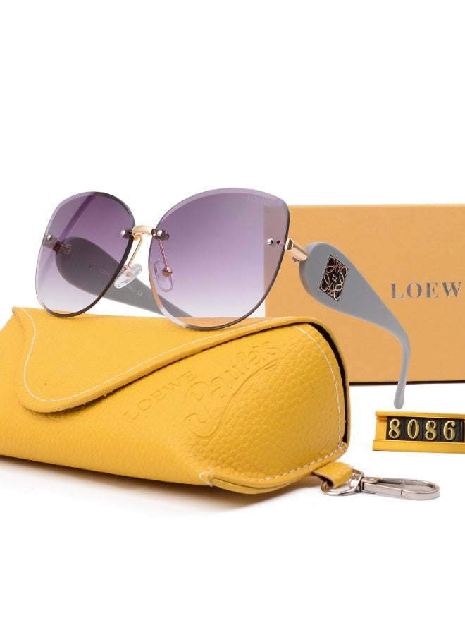 Loewe Rimless Sunglasses with Purple Gradient Lenses and Branded Case