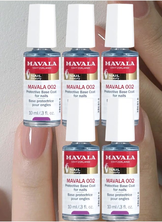 Mavala - 5 Pieces Nail Beauty Mavala 002 Protective Base Coat For Nails Base Protectrice Pour Ongles 10ML - Image 1