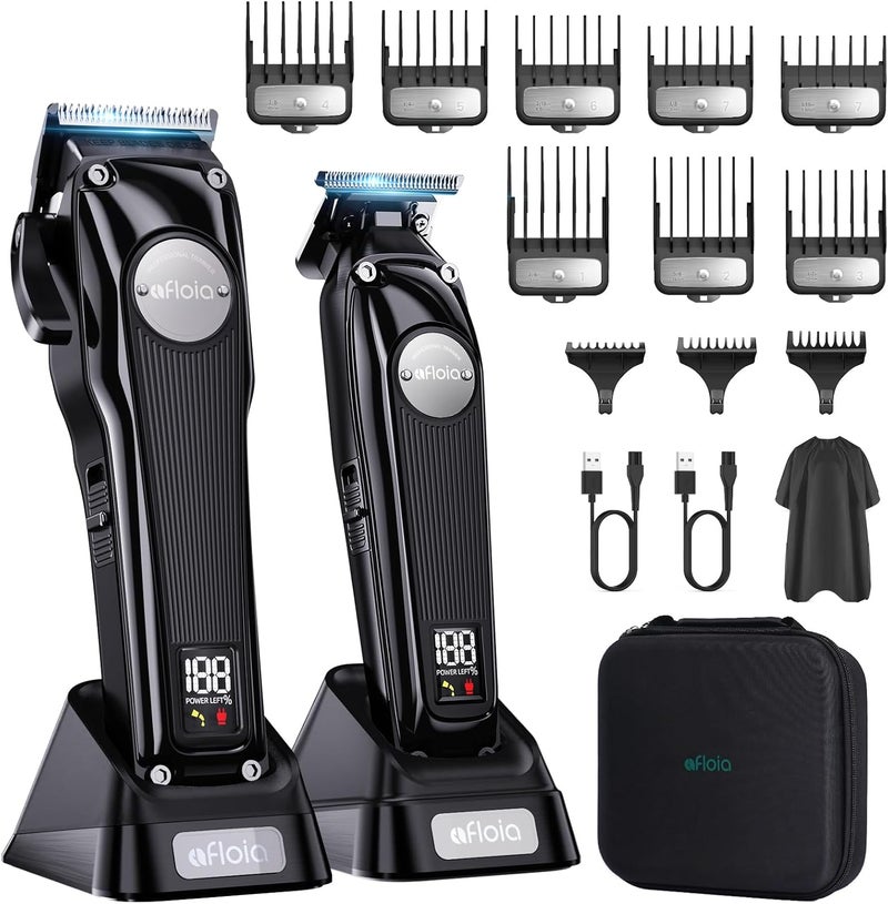Professional Hair Clippers Trimmer for Men  Cordless Barber Clippers Set with High Torque Brushless Motor  DLC Coated Detachable Blade Charging Stand Premium Gifts for Men