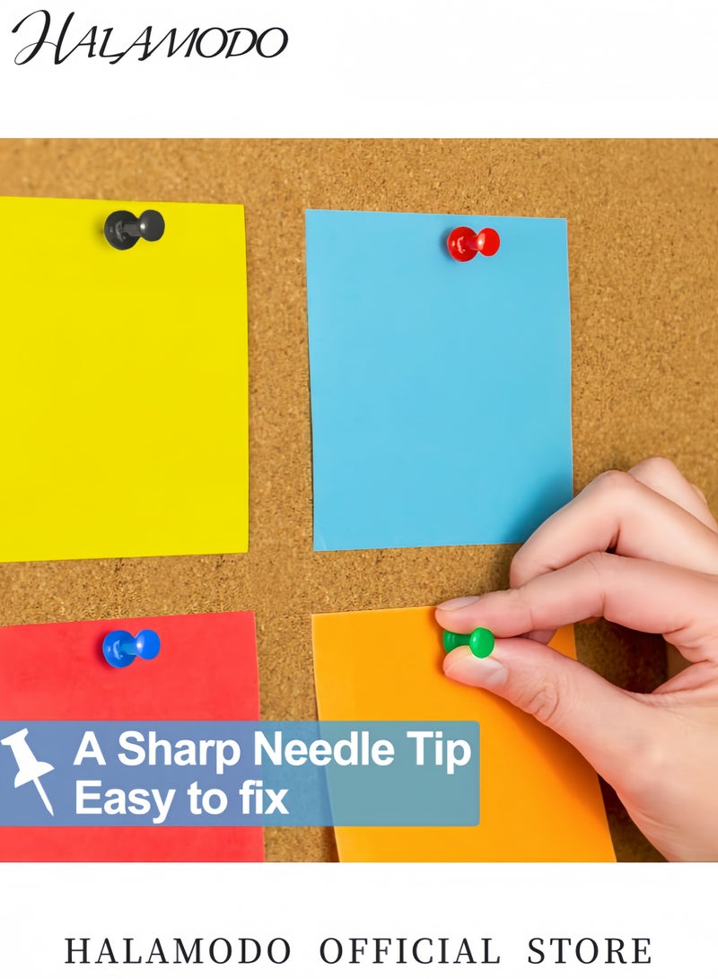 هالامودو مجموعة دبابيس ملونة 100 قطعة دبابيس خريطة بألوان متنوعة لوحات الإعلانات والألواح الفلينية وتعليق الصور وتنظيم المكتب والمنزل - Image 3