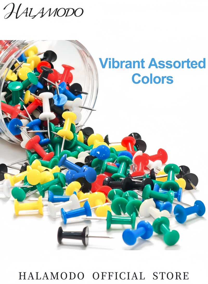 هالامودو مجموعة دبابيس ملونة 100 قطعة دبابيس خريطة بألوان متنوعة لوحات الإعلانات والألواح الفلينية وتعليق الصور وتنظيم المكتب والمنزل - Image 2