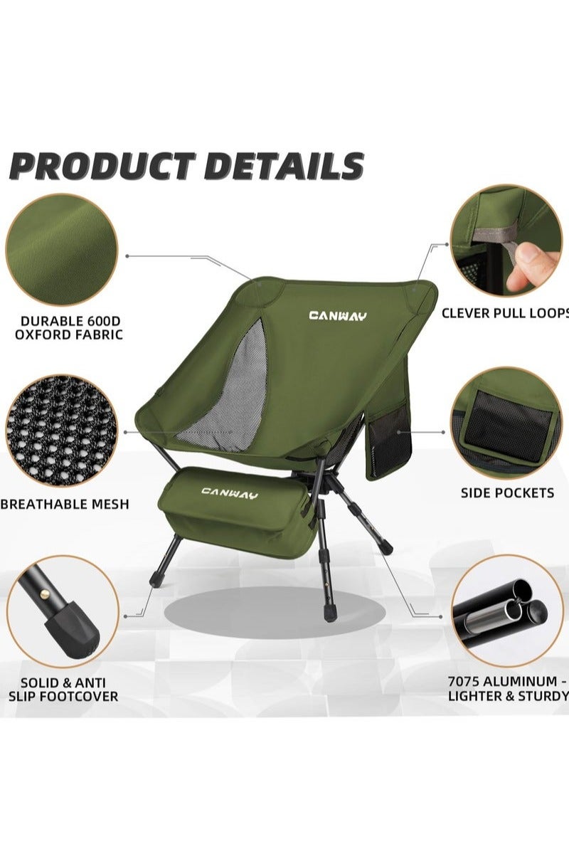 Canway Portable Camping Chair Ultra Compact Lightweight - Foldable Adjustable Height Camping Chair for Beach, Hiking, Backpacking, Lawn Concerts | Camping Chair Foldable Outdoor Chair - Image 3