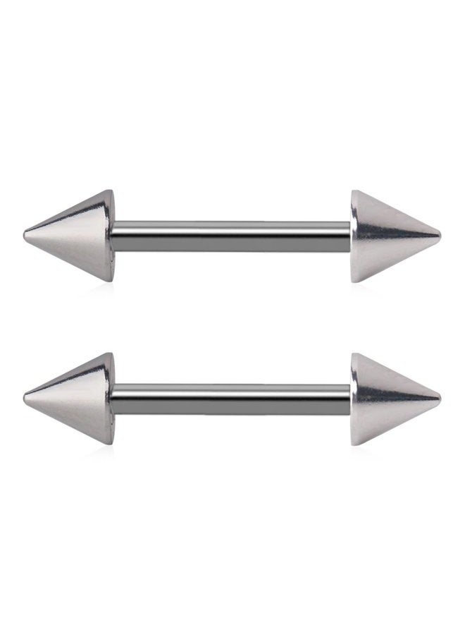 Ruifan 316L Stainless Steel Spike Shield Barbell Ring Bar Body Piercing Retainer 14G 1/2Inch 2-10PCS, Stainless Steel, - Image 3