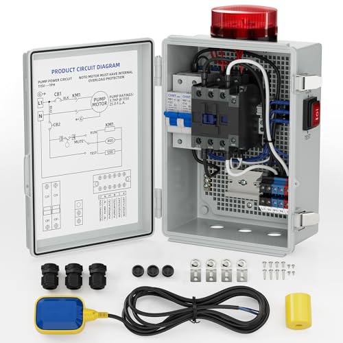 Joinfworld Sump Pump Water Alarm Waterproof Control Panel Septic Tank Water Detector Alarm for Basements with Flash Light and 110dB Alarm - Image 1