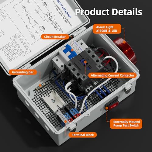 Joinfworld Sump Pump Water Alarm Waterproof Control Panel Septic Tank Water Detector Alarm for Basements with Flash Light and 110dB Alarm - Image 4