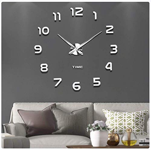 VANGOLD Frameless DIY Wall Clock 3D Mirror Wall Clock Large Mute Wall Stickers for Living Room Bedroom Home Decorations - Image 1