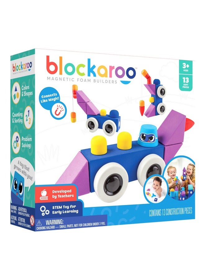 blockaroo Blockaroo Magnetic Foam Blocks - STEM Preschool Toys for Children, Toddlers, Boys and Girls, The Ultimate Bath Toy - Roadster Set, Bath Building Blocks, Engineering Toys for Kids 3-6  - Image 1