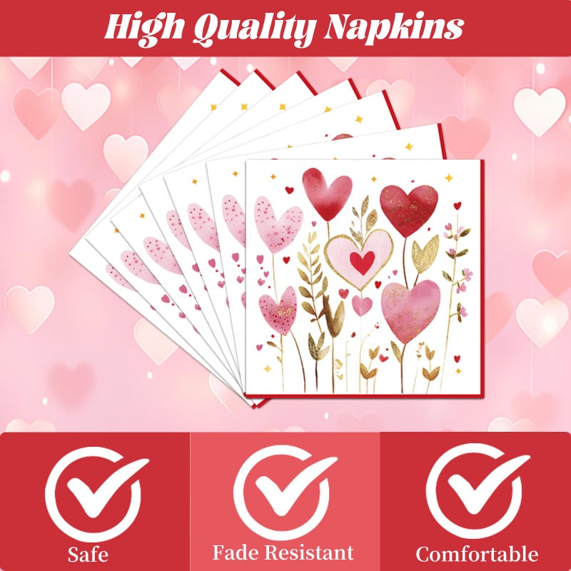 Rakuto Valentines Day Plates and Napkins Decorations, 96PCS Galentines Love Hearts Flower Party Tableware Decoration, Valentine's Day Sweet Love Dinner Forks Decor for Wedding Kitchen Dinner Supplies - Image 3