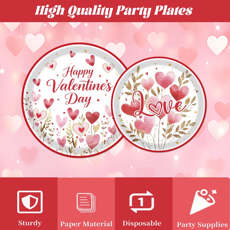 Rakuto Valentines Day Plates and Napkins Decorations, 96PCS Galentines Love Hearts Flower Party Tableware Decoration, Valentine's Day Sweet Love Dinner Forks Decor for Wedding Kitchen Dinner Supplies - Image 4