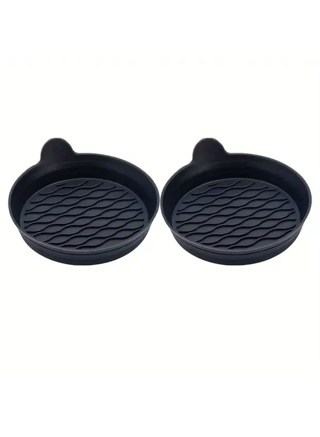 Black 2 Pack Silicone Car Cup Holder Mats Anti Slip Circular Coaster - Image 4