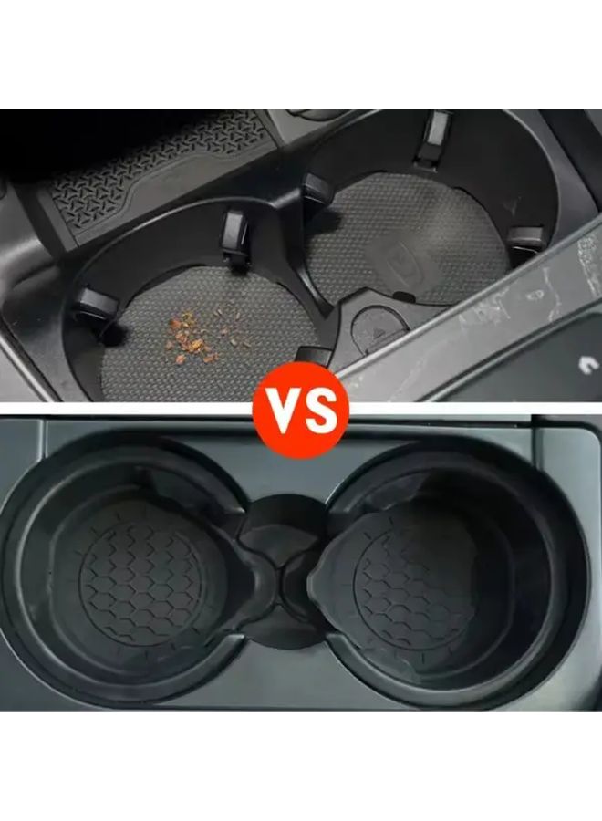 Black 2 Pack Silicone Car Cup Holder Mats Anti Slip Circular Coaster - Image 5